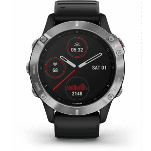 GARMIN FENIX 6 SILVER W/BLACK BAND, Smartwatches & Sportuhren, 125-208 mm, Farbe des Uhrengehäuses:Schwarz;Metallisch, Armbandfarbe:Schwarz | MediaMarkt