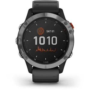 GARMIN FENIX 6 SOLAR SILBER MIT SCHWARZEM ARMBAND, Smartwatch, 125-208mm Handegelenkumfang, Farbe des Uhrengehäuses:Silber, Armbandfarbe:Schwarz | MediaMarkt