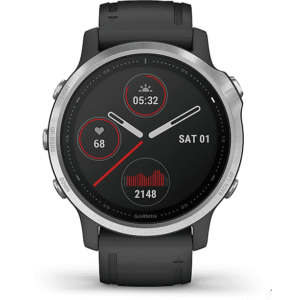 GARMIN FENIX 6S SILVER W/BLACK BAND Smartwatch Polymer mit Metallgehäuse Silikon, 108-182 mm, Schwarz/Silder | MediaMarkt